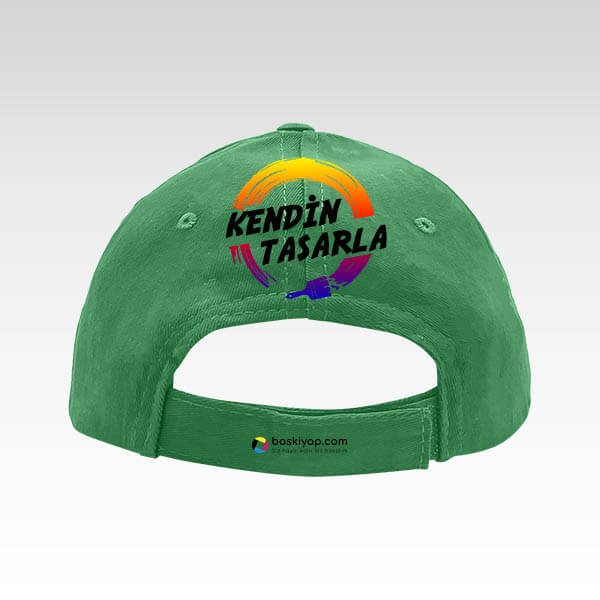 Kişiye Özel Baskılı Yeşil Bez Şapka