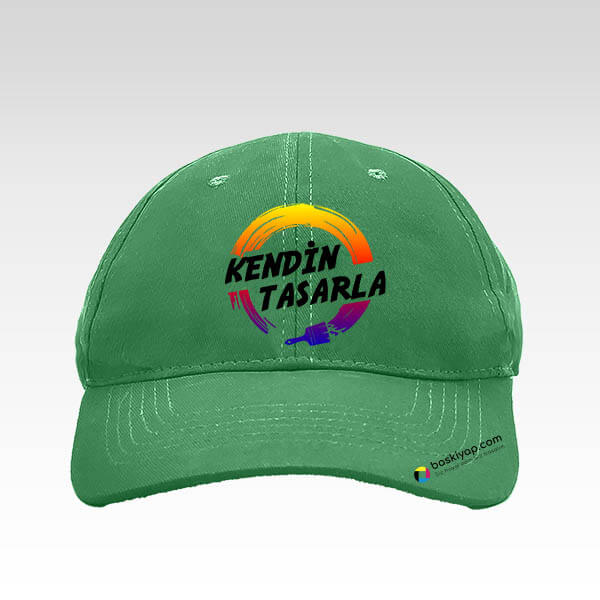 Kişiye Özel Baskılı Yeşil Bez Şapka