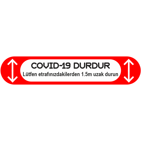 Durdur Kırmızı Dikdörtgen Sosyal Mesafe Sticker - Görsel 1