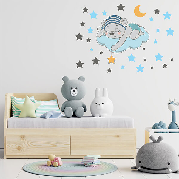 Uyuyan Ayı ve Yıldızlar Duvar Sticker