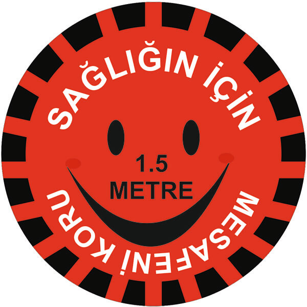 Gülen Surat Kırmızı Sosyal Mesafe - Görsel 1