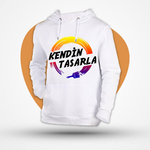 Kendin Tasarla Kapüşonlu Beyaz Sweatshirt