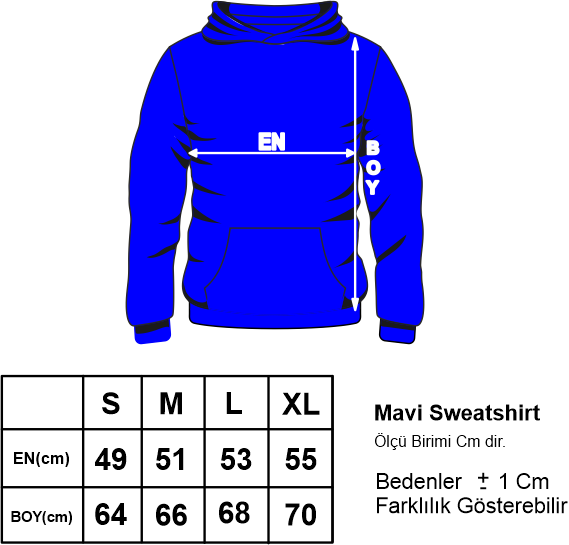 Kendin Tasarla Kapşonlu Mavi Sweatshirt