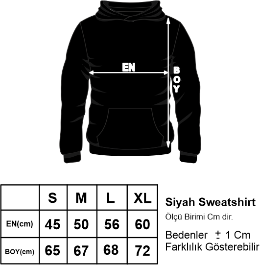 Kendin Tasarla Kapşonlu Siyah Sweatshirt