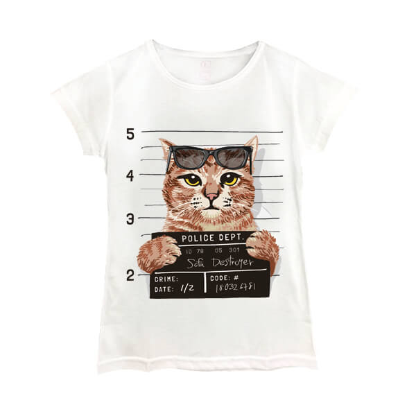 Beyaz Kadın Tişört | Baskılı