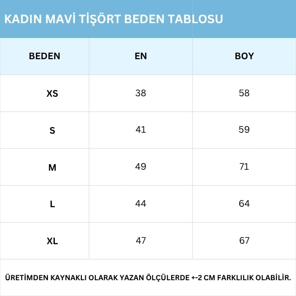 Mavi Kadın Tişört | Baskılı görsel