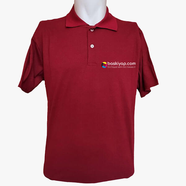 Kişiye Özel Polo Yaka Bordo Tişört - Görsel 1