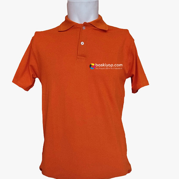 Kişiye Özel Polo Yaka Turuncu Tişört