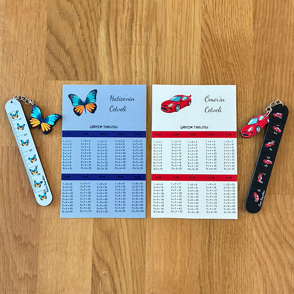 Kişiye Özel Ahşap Cetvel Ve Çarpım Tablosu