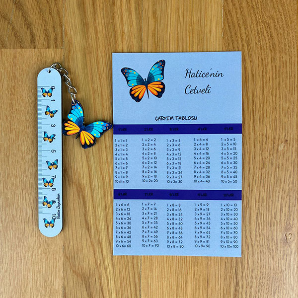 Kişiye Özel Ahşap Cetvel Ve Çarpım Tablosu