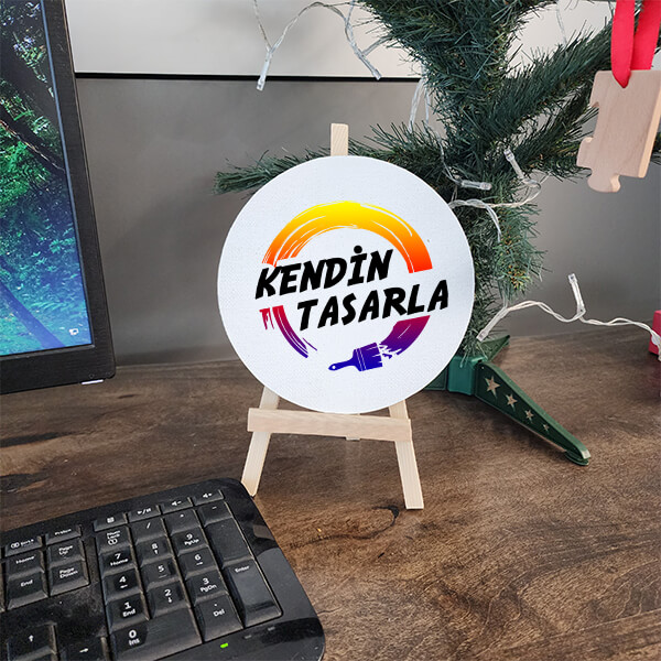 Ahşap Yuvarlak Tuval 16 cm | Şövaleli