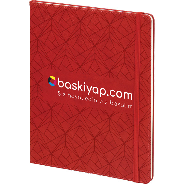 Geometrik Desenli Kırmızı Defter 19,5X25 Cm görsel