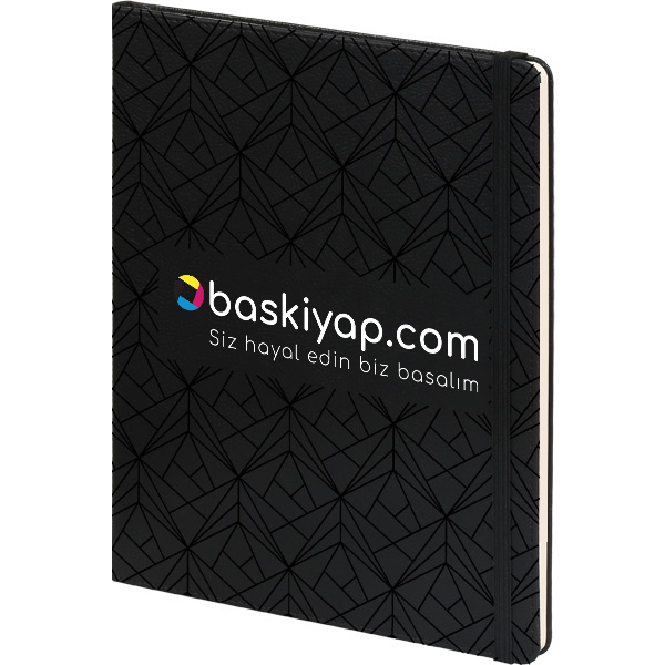 Geometrik Desenli Siyah Defter 19,5X25 Cm