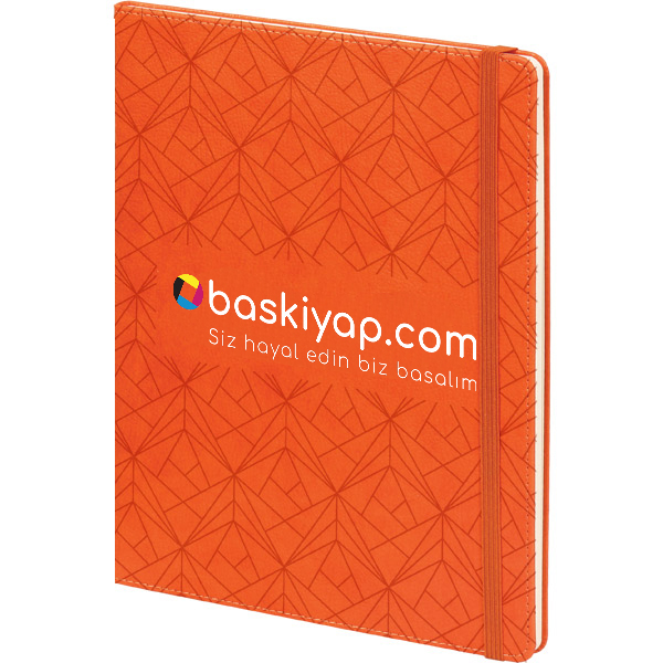 Geometrik Desenli Turuncu Defter 19,5X25 Cm görsel
