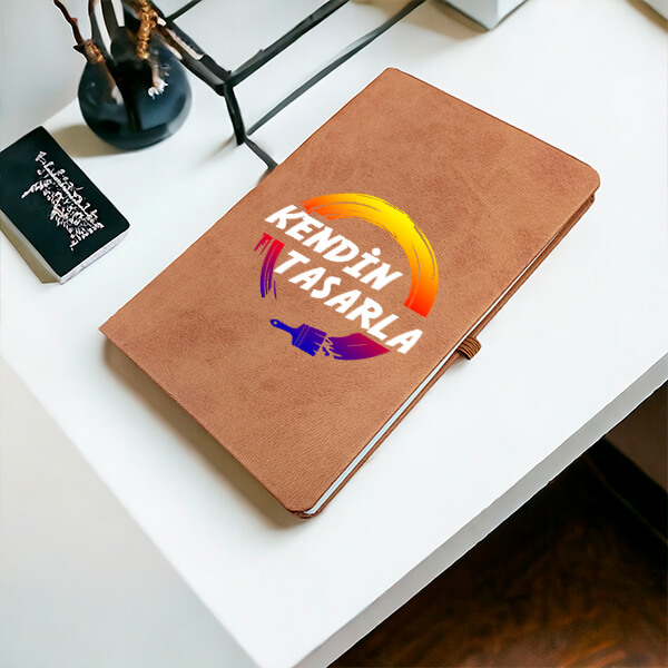 Kişiye Özel Tarihsiz Çizgili Kahverengi Ajanda/Defter 13X21Cm