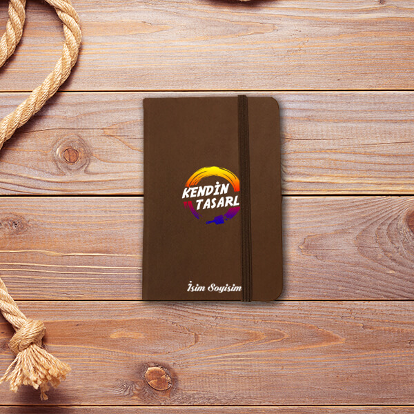 Kişiye Özel Kahverengi Not Defteri Çizgili 9x14cm