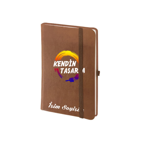 Kişiye Özel Kahverengi Not Defteri Çizgili 9x14cm
