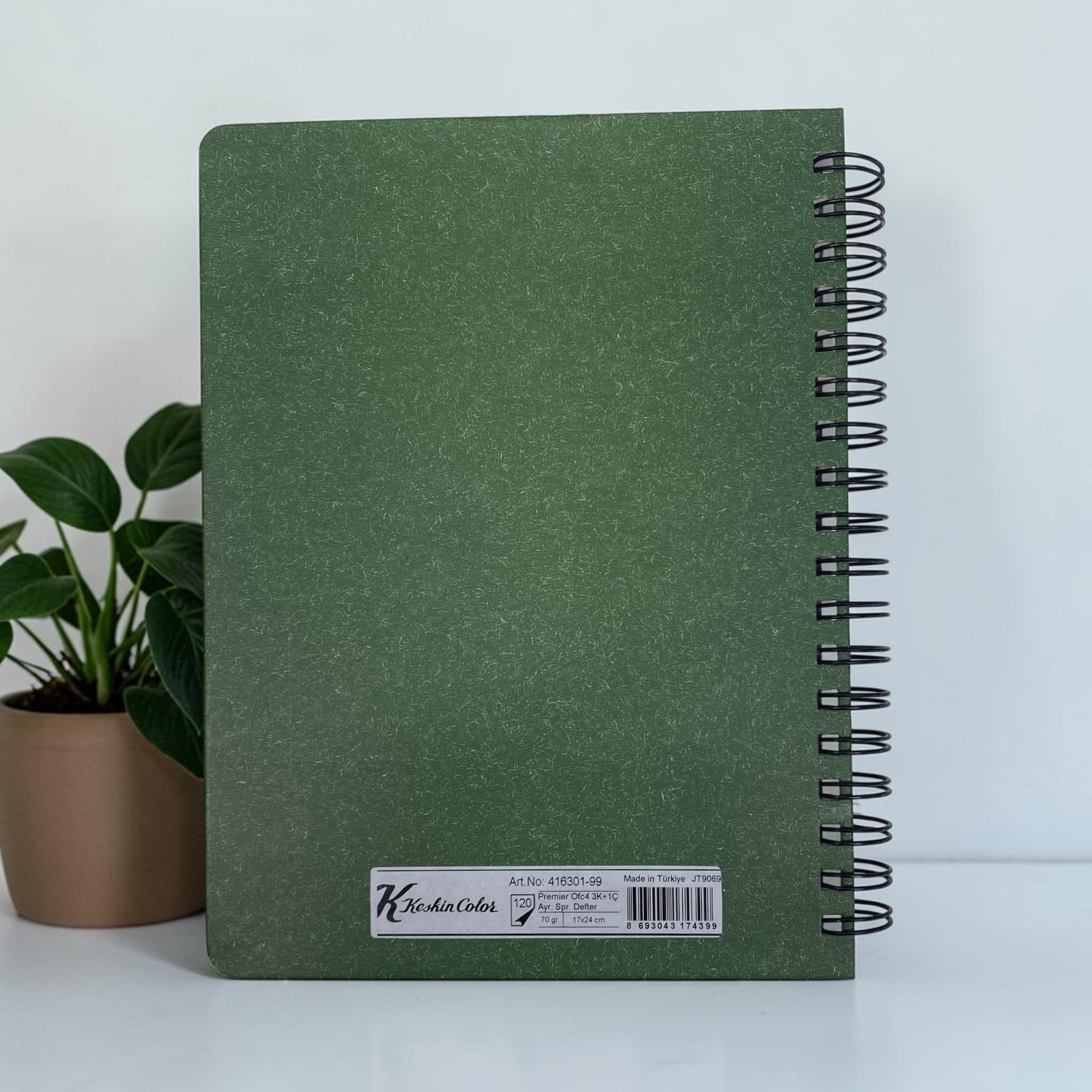 Keskin 17X24 Sert Kapak Ayraçlı Spiralli Premier Ofc4 Defter - Yeşil görsel