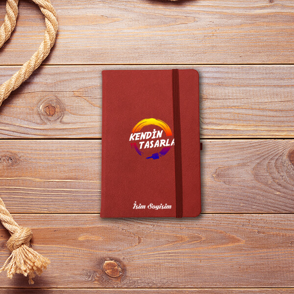 Kişiye Özel Kırmızı Not Defteri Çizgili 9X14Cm