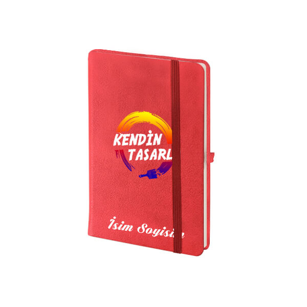 Kişiye Özel Kırmızı Not Defteri Çizgili 9X14Cm