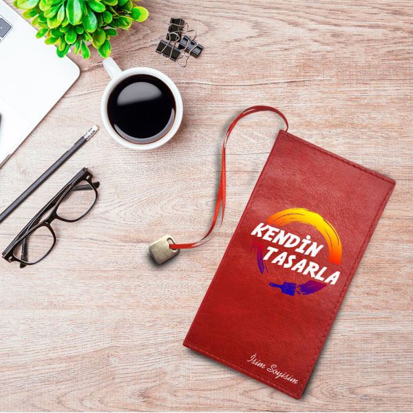 Kişiye Özel Kırmızı Suni Deri Not Defteri | 9*17 Cm görsel