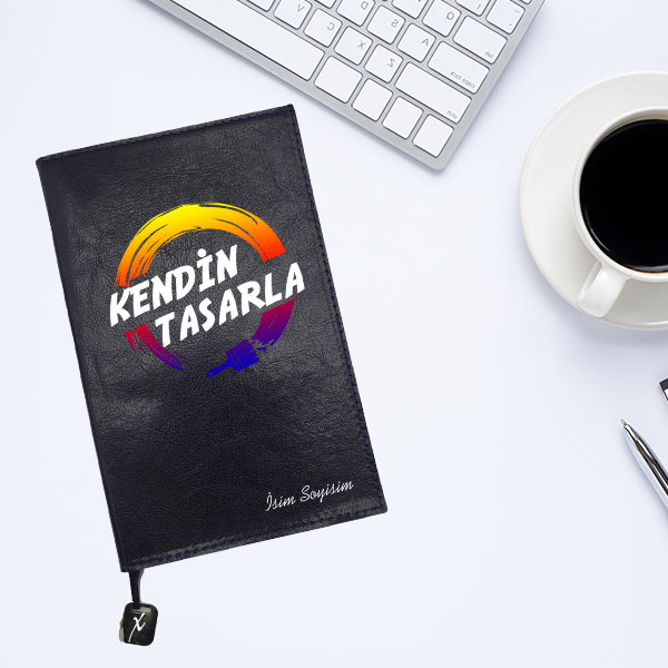Kişiye Özel Siyah Suni Deri Not Defteri L 13*21