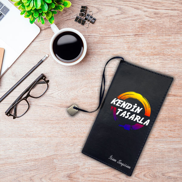 Kişiye Özel Siyah Suni Deri Not Defteri | 9*17 Cm görsel