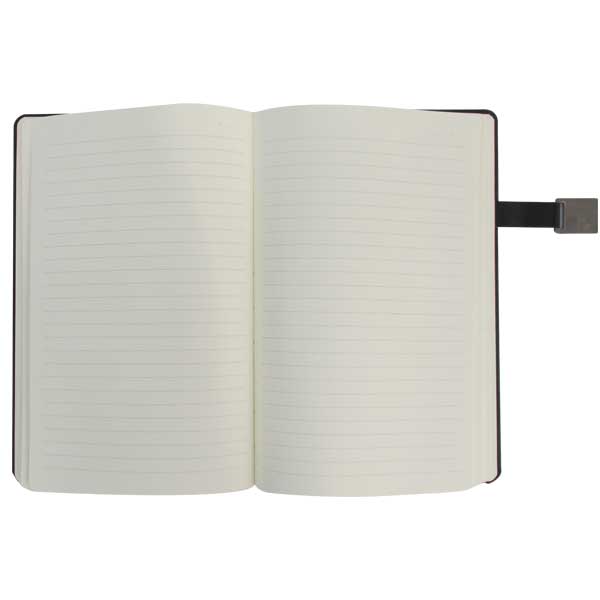 Tarihsiz Çizgili Mıknatıslı Metal Plakalı Siyah Defter