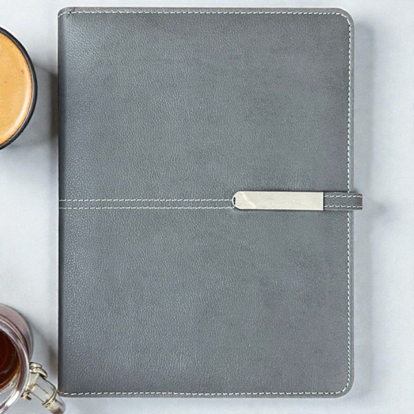 Kişiye Özel Organizer Kart Bölmeli 18X23 Tarihsiz Defter Mıknatıs Klipsli Gri Mekanizmalı görsel