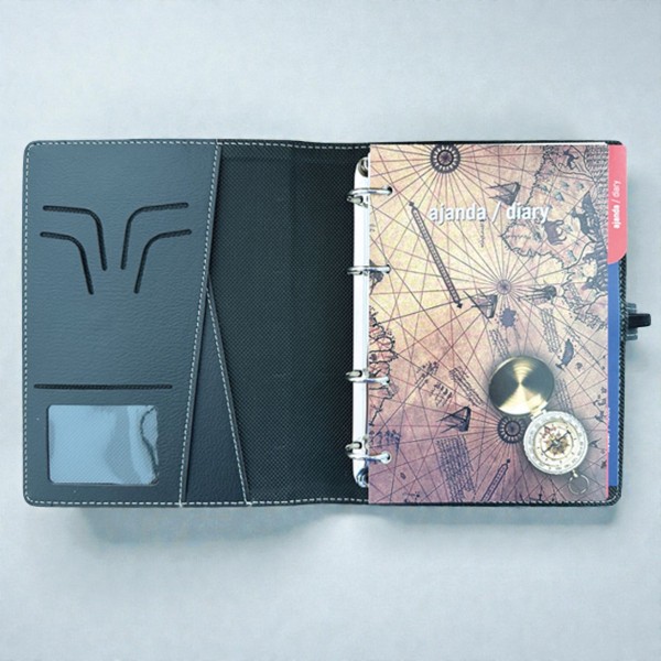 Kişiye Özel Organizer Kart Bölmeli 18X23 Tarihsiz Defter Mıknatıs Klipsli Gri Mekanizmalı görsel