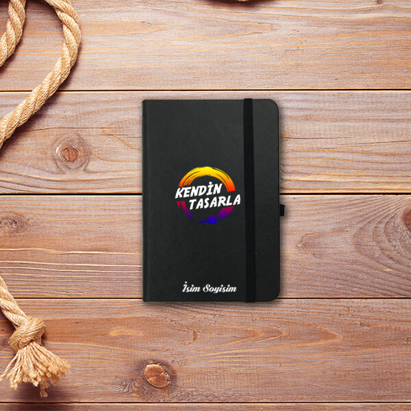 Kişiye Özel Siyah Not Defteri Çizgili 9X14Cm