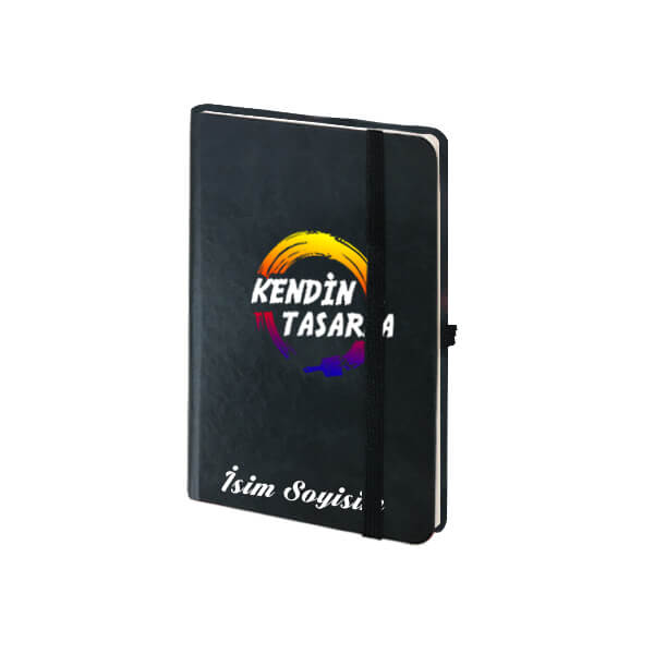 Kişiye Özel Siyah Not Defteri Çizgili 9X14Cm