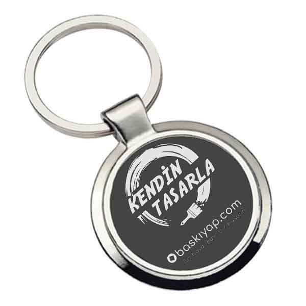 Kişiye Özel Füme Daire Anahtarlık - Lazer Kazıma görsel