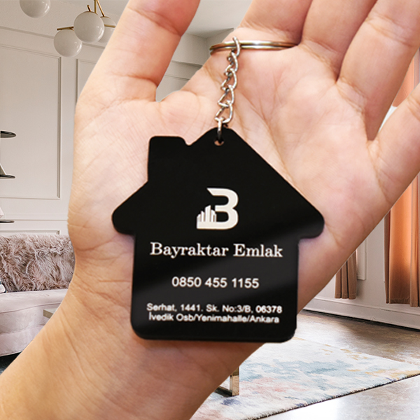 Ev Şekilli Pleksi Lazer Kazıma Anahtarlık