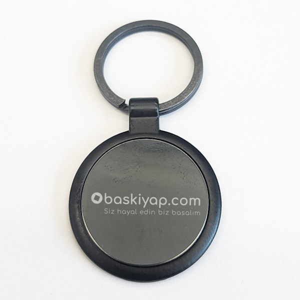 Kişiye Özel Siyah Daire Anahtarlık