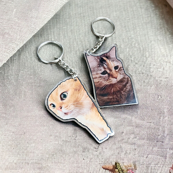 Hayvan Baskılı Pleksi Anahtarlık 7X4Cm görsel