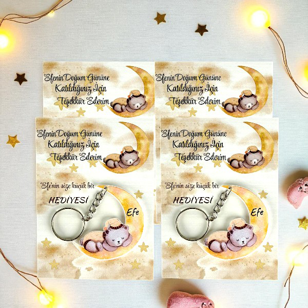 Ayıcık Temalı Doğum Günü Anahtarlık - Görsel 1