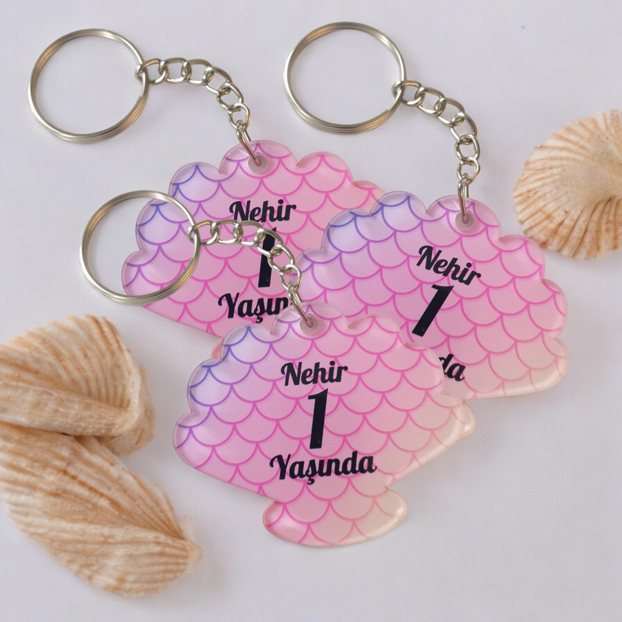 İstiridye Şekilli Akrilik Pleksi Anahtarlık görsel