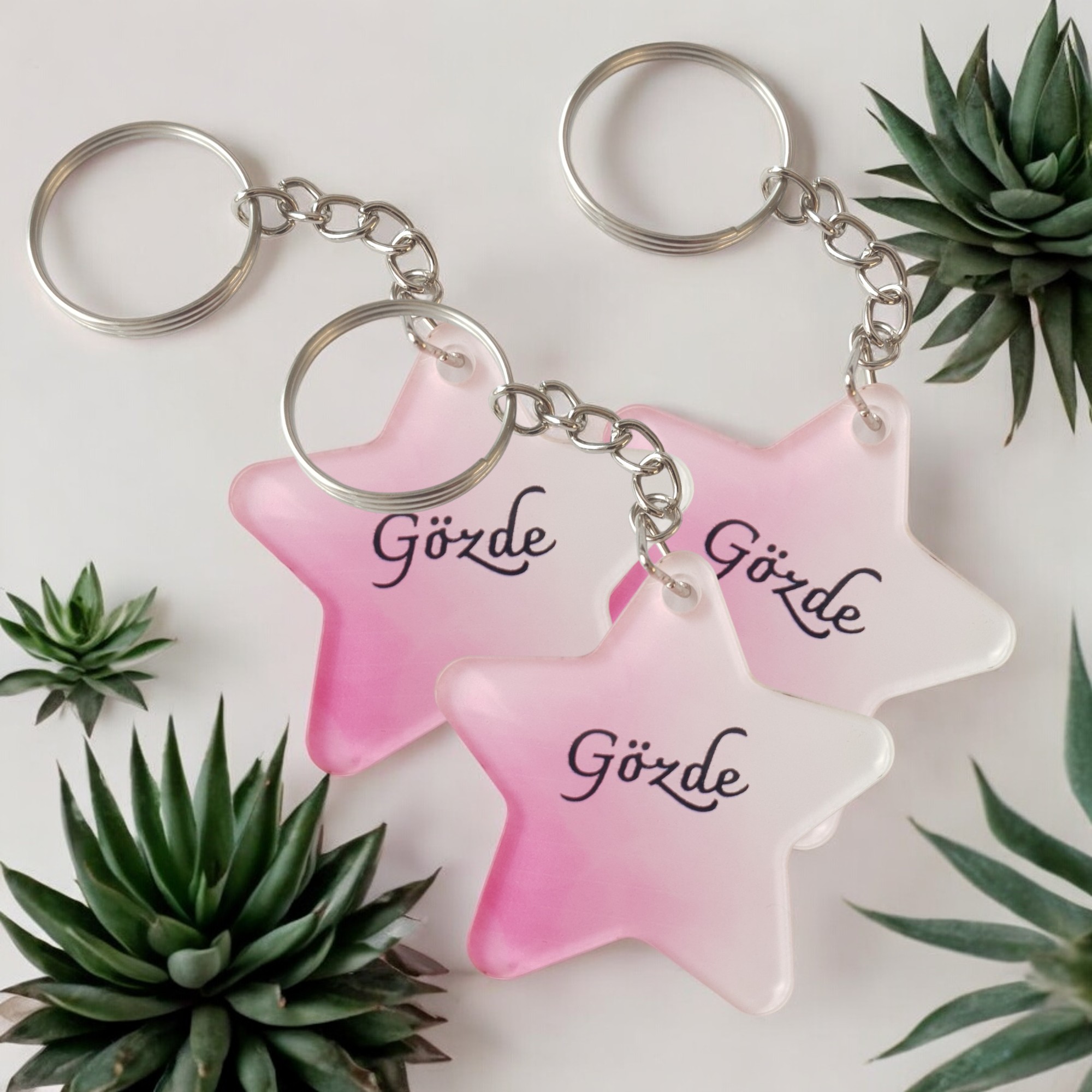 Yıldız Şekilli Akrilik Pleksi Anahtarlık