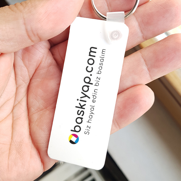 Kişiye Özel Baskılı Beyaz Dikdörtgen Anahtarlık görsel