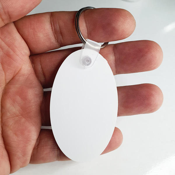 Kişiye Özel Baskılı Beyaz Oval Anahtarlık