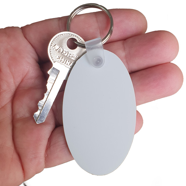 Kişiye Özel Baskılı Beyaz Oval Anahtarlık