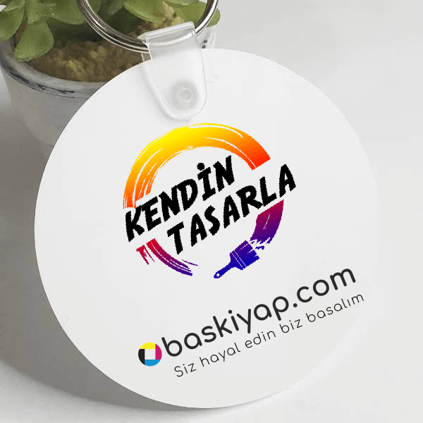 Kişiye Özel Baskılı Beyaz Yuvarlak Anahtarlık görsel