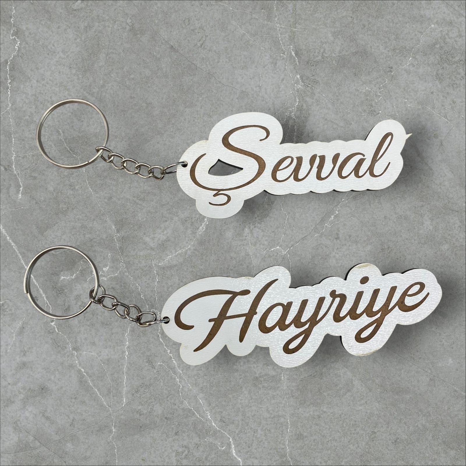 Kişiye Özel İsim Kazıma Ahşap Anahtarlık