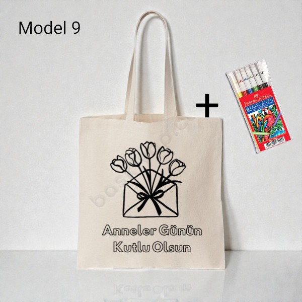Anneler Gününe Özel Boyama Çanta 5'Li  + Keçeli Kalem Hediyeli görsel