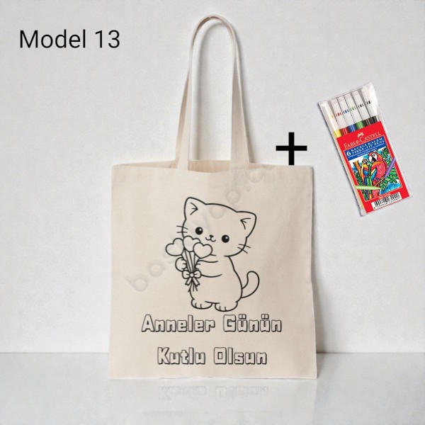 Anneler Gününe Özel Boyama Çanta 5'Li  + Keçeli Kalem Hediyeli görsel