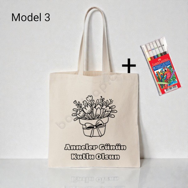 Anneler Gününe Özel Boyama Çanta 5'Li  + Keçeli Kalem Hediyeli görsel