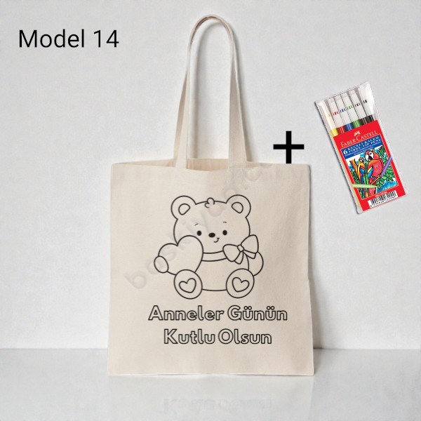 Anneler Gününe Özel Boyama Çanta 5'Li  + Keçeli Kalem Hediyeli görsel