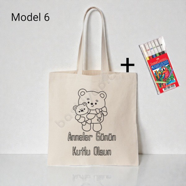 Anneler Gününe Özel Boyama Çanta 5'Li  + Keçeli Kalem Hediyeli görsel