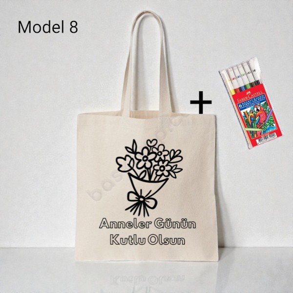 Anneler Gününe Özel Boyama Çanta 5'Li  + Keçeli Kalem Hediyeli görsel